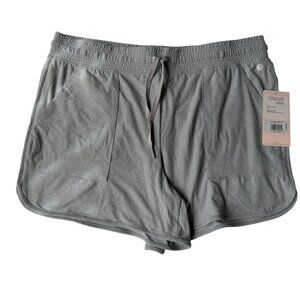 Danskin Light Grey Heather Stretch Shorts Women Size L Sports.